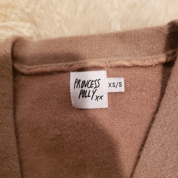 Princess Polly Merlo Sweater Cardigan Tan XS/S - Picture 7 of 8